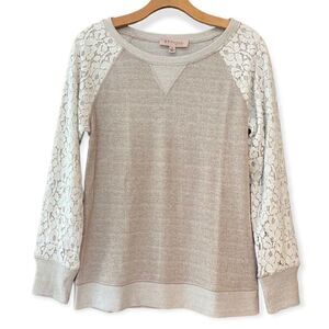 Philosophy S Tan Lace Shoulder Sleeves Casual Weekend Sweatshirt